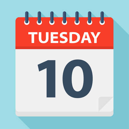 Tuesday 10 - Calendar Icon - Vector Illustrationのイラスト素材