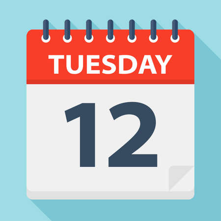 Tuesday 12 - Calendar Icon - Vector Illustrationのイラスト素材