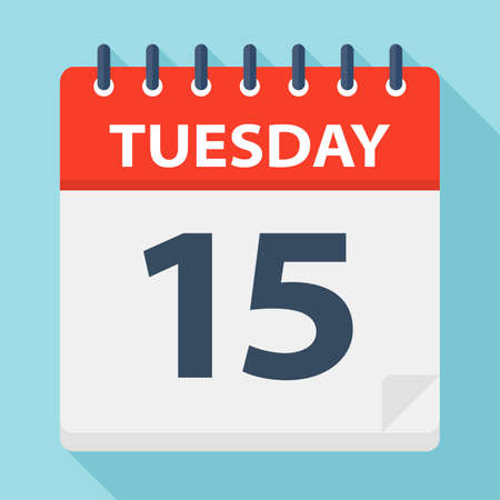 Tuesday 15 - Calendar Icon - Vector Illustrationのイラスト素材