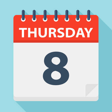 Thursday 8 - Calendar Icon - Vector Illustrationのイラスト素材