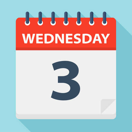 Wednesday 3 - Calendar Icon - Vector Illustrationのイラスト素材