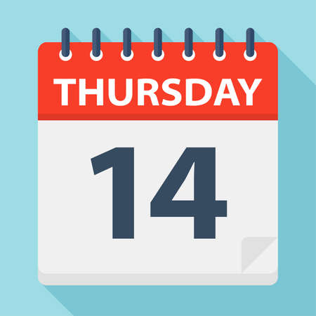 Thursday 14 - Calendar Icon - Vector Illustrationのイラスト素材