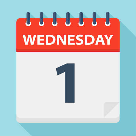 Wednesday 1 - Calendar Icon - Vector Illustrationのイラスト素材