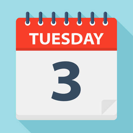 Tuesday 3 - Calendar Icon - Vector Illustrationのイラスト素材