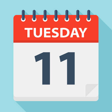 Tuesday 11 - Calendar Icon - Vector Illustrationのイラスト素材