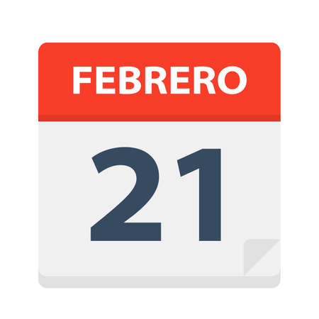 Febrero 21 - Calendar Icon - February 21 - Vector Illustrationのイラスト素材