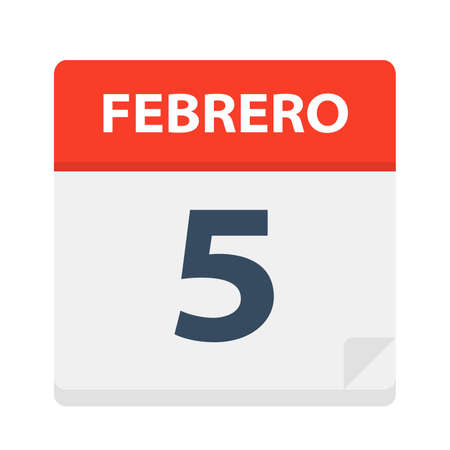 Febrero 5 - Calendar Icon - February 5 - Vector Illustrationのイラスト素材
