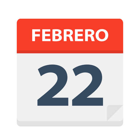 Febrero 22 - Calendar Icon - February 22 - Vector Illustrationのイラスト素材