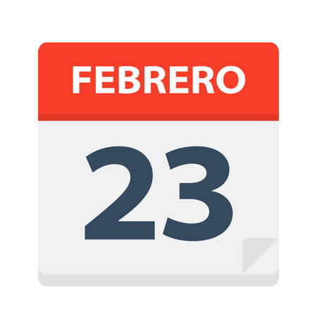 Febrero 23 - Calendar Icon - February 23 - Vector Illustrationのイラスト素材