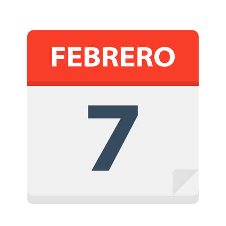 Febrero 7 - Calendar Icon - February 7 - Vector Illustrationのイラスト素材