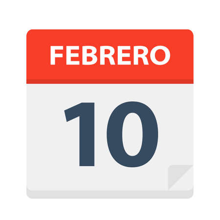 Febrero 10 - Calendar Icon - February 10 - Vector Illustrationのイラスト素材
