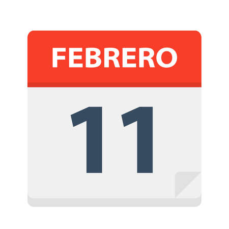 Febrero 11 - Calendar Icon - February 11 - Vector Illustrationのイラスト素材
