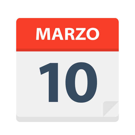 Marzo 10 - Calendar Icon - March 10 - Vector Illustrationのイラスト素材