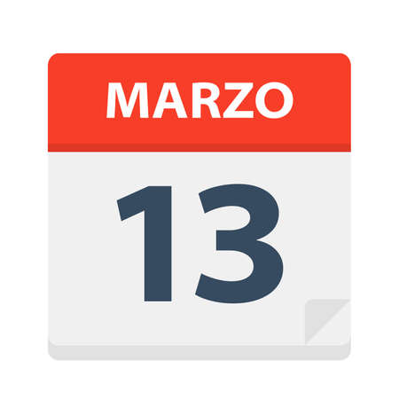 Marzo 13 - Calendar Icon - March 13 - Vector Illustrationのイラスト素材