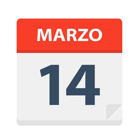Marzo 14 - Calendar Icon - March 14 - Vector Illustrationのイラスト素材