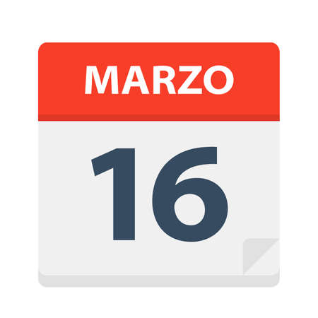 Marzo 16 - Calendar Icon - March 16 - Vector Illustrationのイラスト素材