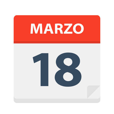 Marzo 18 - Calendar Icon - March 18 - Vector Illustrationのイラスト素材