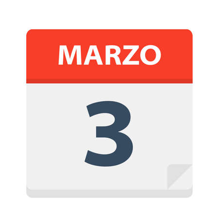 Marzo 3 - Calendar Icon - March 3 - Vector Illustrationのイラスト素材