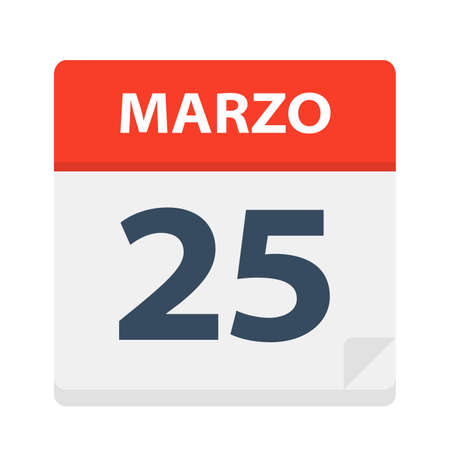 Marzo 25 - Calendar Icon - March 25 - Vector Illustrationのイラスト素材