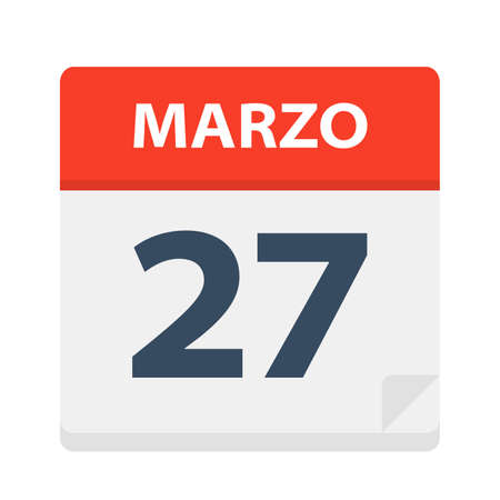 Marzo 27 - Calendar Icon - March 27 - Vector Illustrationのイラスト素材