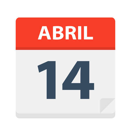 Abril 14 - Calendar Icon - April 14 - Vector Illustrationのイラスト素材