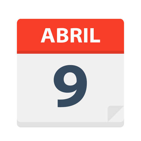 Abril 9 - Calendar Icon - April 9 - Vector Illustrationのイラスト素材