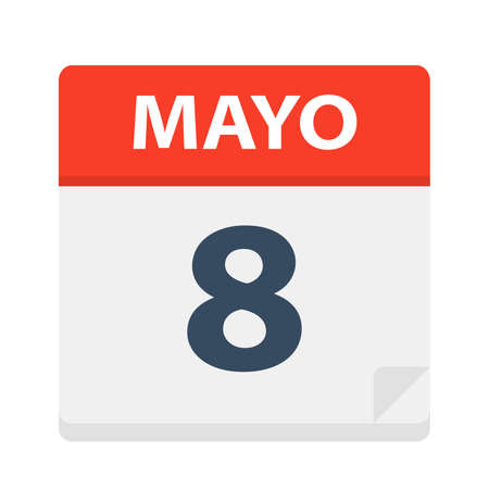 Mayo 8 - Calendar Icon - May 8 - Vector Illustrationのイラスト素材