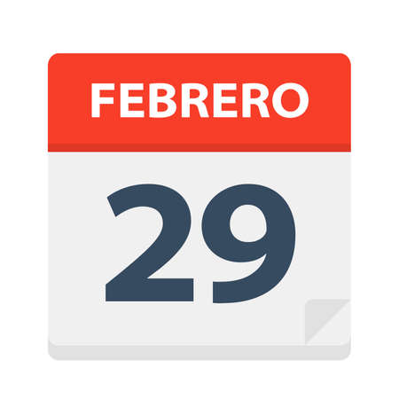 Febrero 29 - Calendar Icon - February 29 - Vector Illustrationのイラスト素材
