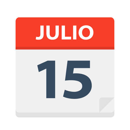 Julio 15 - Calendar Icon - July 15 - Vector Illustrationのイラスト素材
