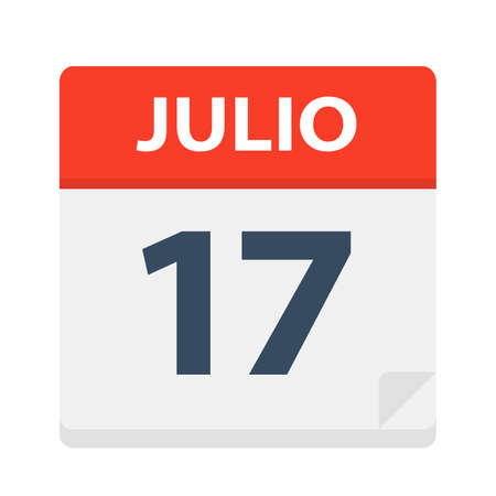 Julio 17 - Calendar Icon - July 17 - Vector Illustrationのイラスト素材