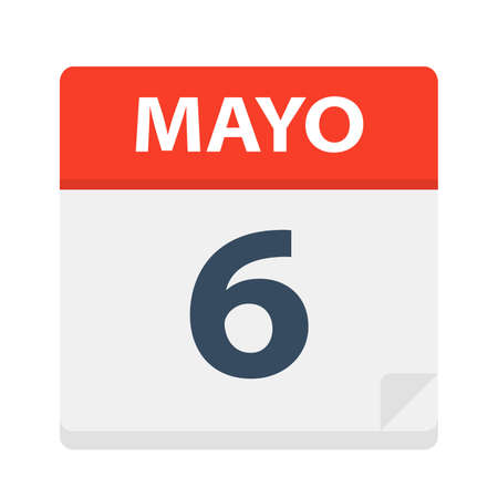 Mayo 6 - Calendar Icon - May 6 - Vector Illustrationのイラスト素材