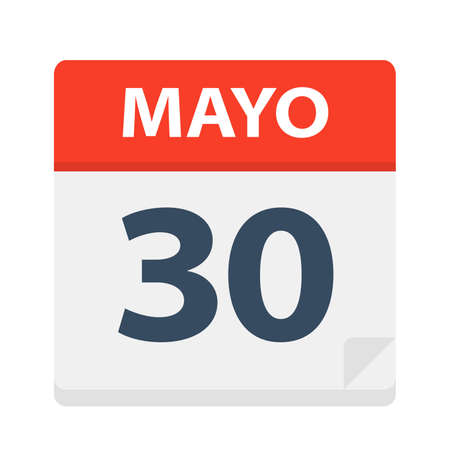 Mayo 30 - Calendar Icon - May 30 - Vector Illustrationのイラスト素材