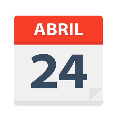 Abril 24 - Calendar Icon - April 24 - Vector Illustrationのイラスト素材