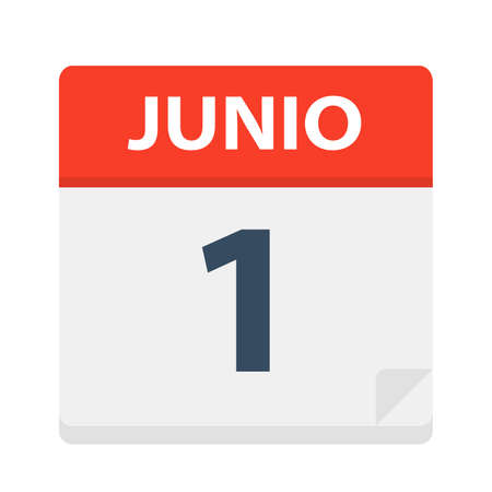Junio 1 - Calendar Icon - June 1 - Vector Illustrationのイラスト素材
