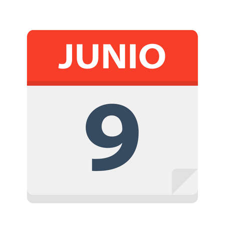 Junio 9 - Calendar Icon - June 9 - Vector Illustrationのイラスト素材