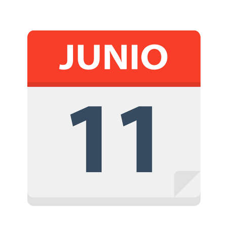 Junio 11 - Calendar Icon - June 11 - Vector Illustrationのイラスト素材