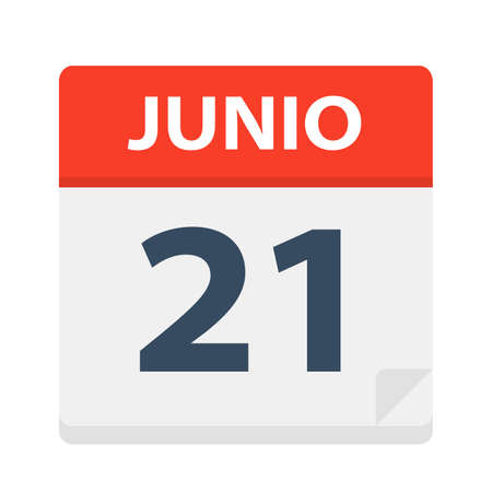 Junio 21 - Calendar Icon - June 21 - Vector Illustrationのイラスト素材