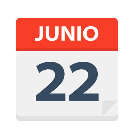 Junio 22 - Calendar Icon - June 22 - Vector Illustrationのイラスト素材