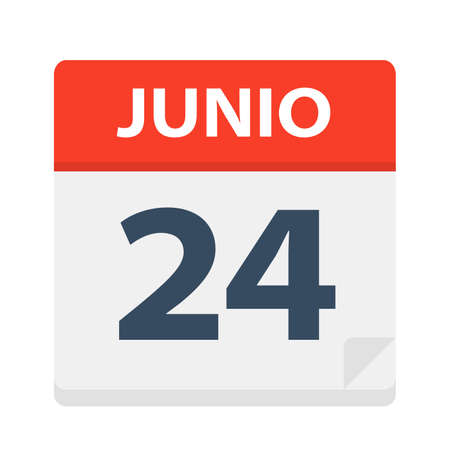 Junio 24 - Calendar Icon - June 24 - Vector Illustrationのイラスト素材