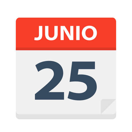Junio 25 - Calendar Icon - June 25 - Vector Illustrationのイラスト素材