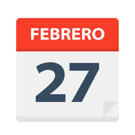 Febrero 27 - Calendar Icon - February 27 - Vector Illustrationのイラスト素材