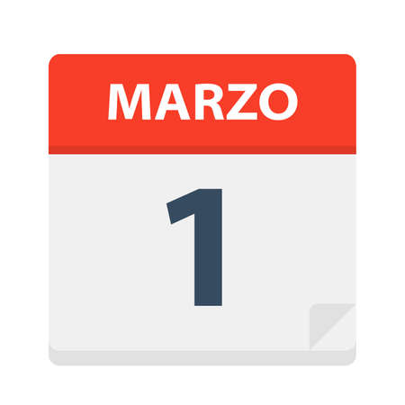 Marzo 1 - Calendar Icon - March 1 - Vector Illustrationのイラスト素材