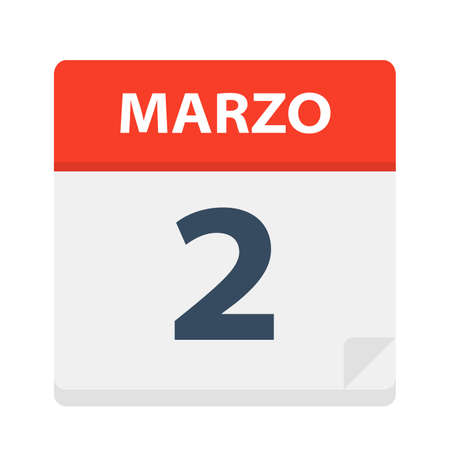 Marzo 2 - Calendar Icon - March 2 - Vector Illustrationのイラスト素材