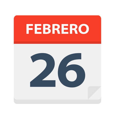 Febrero 26 - Calendar Icon - February 26 - Vector Illustrationのイラスト素材