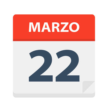 Marzo 22 - Calendar Icon - March 22 - Vector Illustrationのイラスト素材