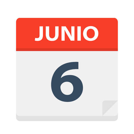 Junio 6 - Calendar Icon - June 6 - Vector Illustrationのイラスト素材