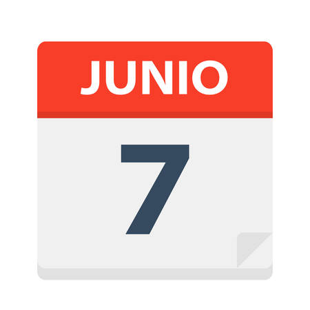 Junio 7 - Calendar Icon - June 7 - Vector Illustrationのイラスト素材