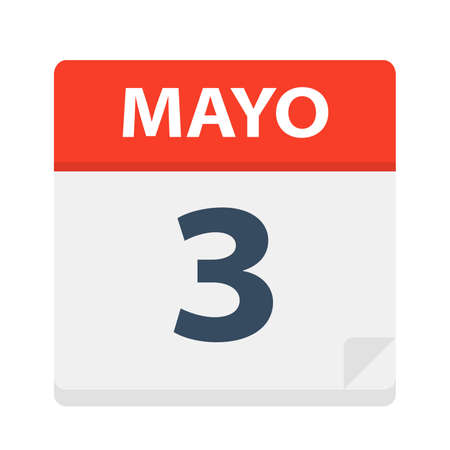 Mayo 3 - Calendar Icon - May 3 - Vector Illustrationのイラスト素材