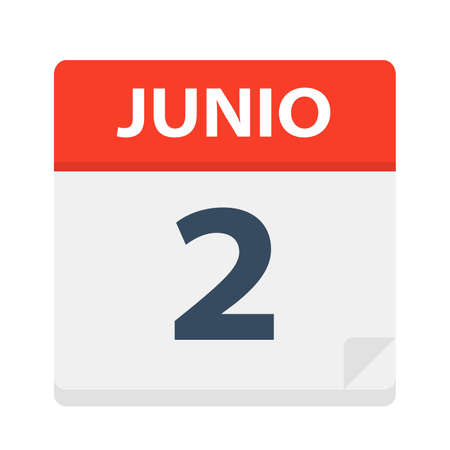 Junio 2 - Calendar Icon - June 2 - Vector Illustrationのイラスト素材