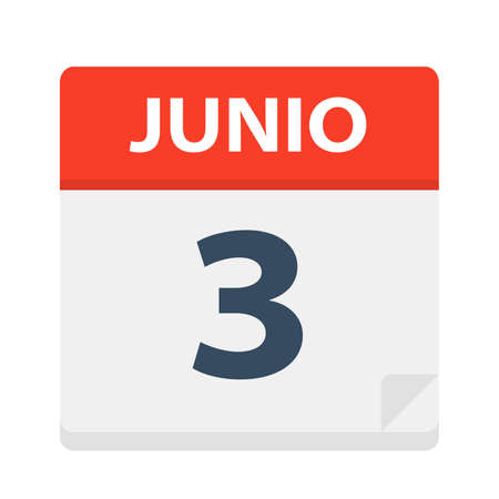 Junio 3 - Calendar Icon - June 3 - Vector Illustrationのイラスト素材